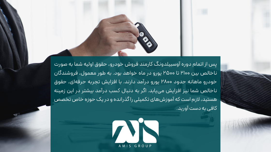 این تصویر درباره درآمد آوسبیلدونگ کارمند فروش خودرو است.